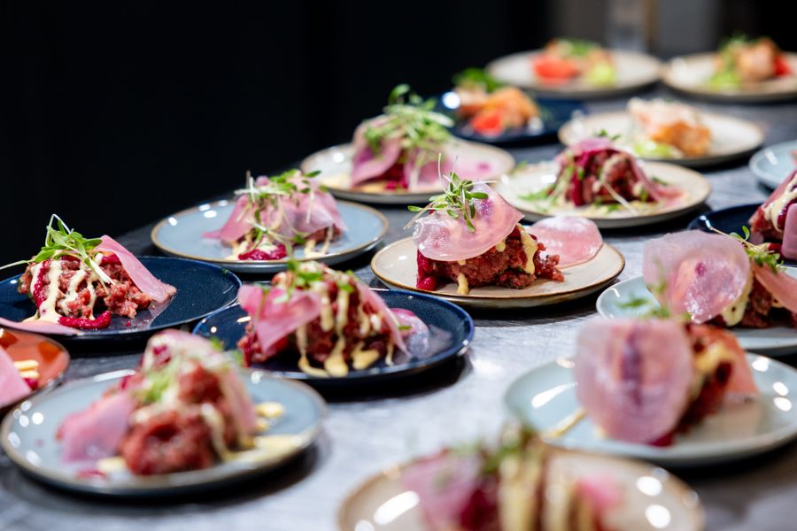 Shareable plates in an elegant restaurant setting